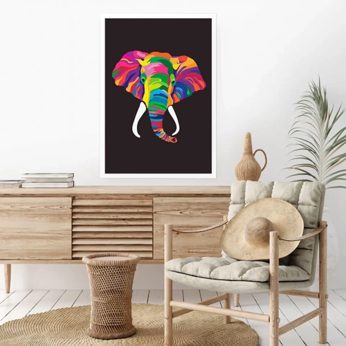 Poster - Der Elefant, der es liebte, im Regenbogen zu baden - 70x100 cm