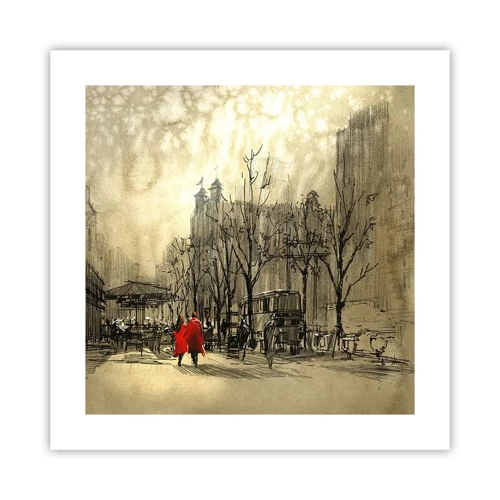 Poster - Ein Date im Londoner Nebel - 40x40 cm