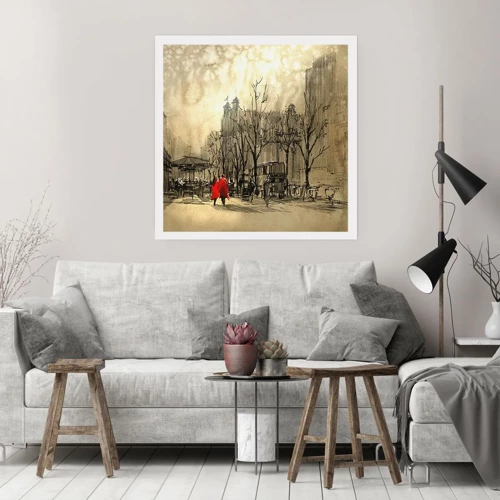 Poster - Ein Date im Londoner Nebel - 40x40 cm