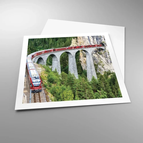 Poster - Eisenbahn für Bergblick - 60x60 cm