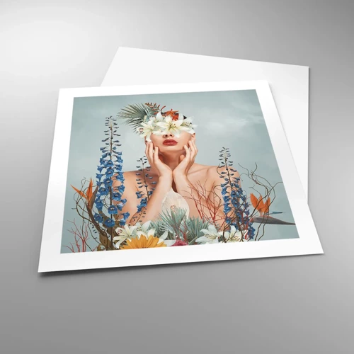 Poster - Frau - Blume - 50x50 cm