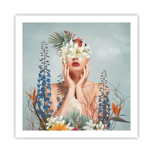 Poster - Frau - Blume - 60x60 cm
