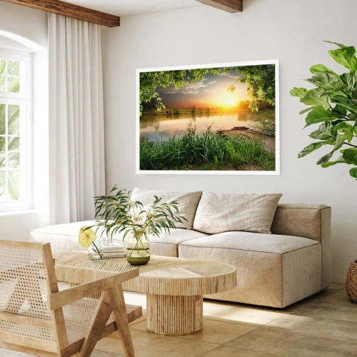 Poster - Landschaft in einem grünen Rahmen - 100x70 cm