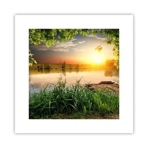 Poster - Landschaft in einem grünen Rahmen - 30x30 cm