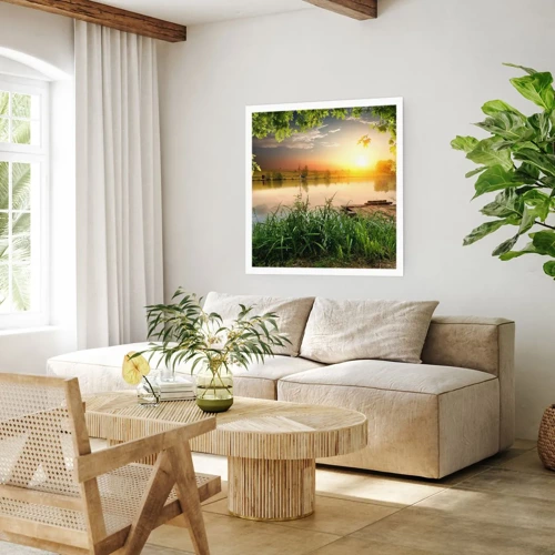 Poster - Landschaft in einem grünen Rahmen - 60x60 cm