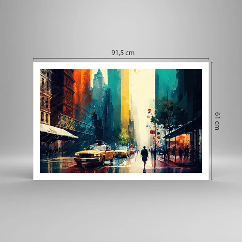 Poster - New York – selbst der Regen ist hier bunt - 91x61 cm