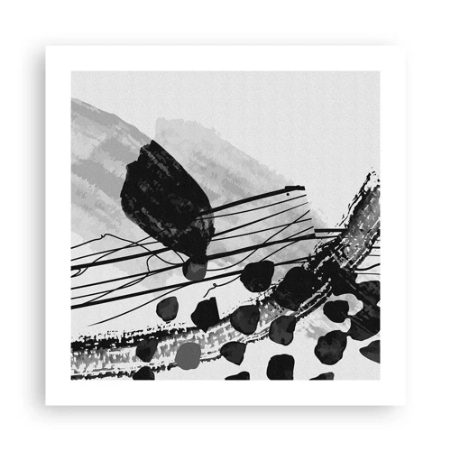 Poster - Organische Schwarz-Weiß-Abstraktion - 50x50 cm