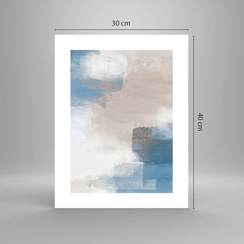 Poster - Rosa Abstraktion hinter einem blauen Vorhang - 30x40 cm