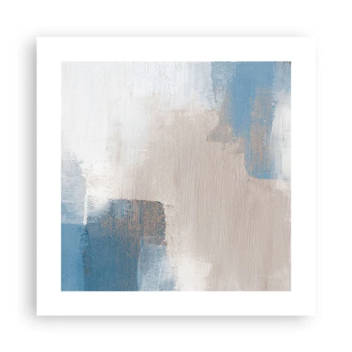 Poster - Rosa Abstraktion hinter einem blauen Vorhang - 40x40 cm