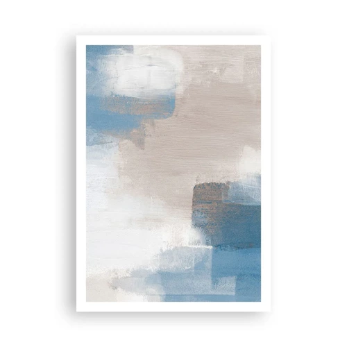 Poster - Rosa Abstraktion hinter einem blauen Vorhang - 70x100 cm