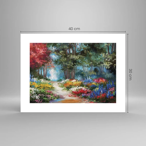 Poster - Waldgarten, Blumenwald - 40x30 cm