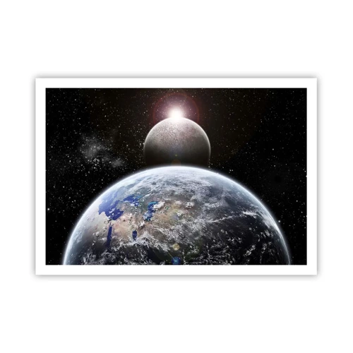Poster - Weltraumlandschaft - Sonnenaufgang - 100x70 cm