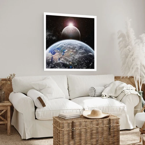 Poster - Weltraumlandschaft - Sonnenaufgang - 50x50 cm