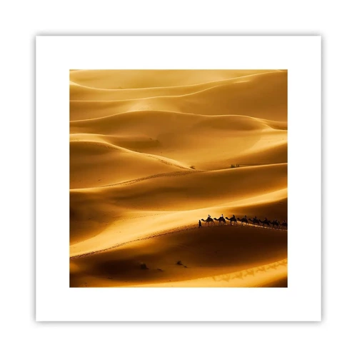 Poster - Wohnwagen in den Wüstenwellen - 30x30 cm
