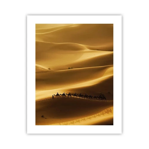 Poster - Wohnwagen in den Wüstenwellen - 40x50 cm