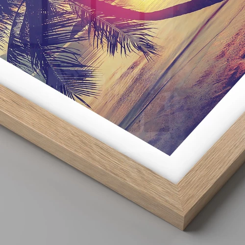 Poster in einem Rahmen aus heller Eiche - Abend unter Palmen - 40x30 cm
