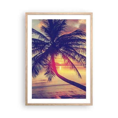 Poster in einem Rahmen aus heller Eiche - Abend unter Palmen - 50x70 cm