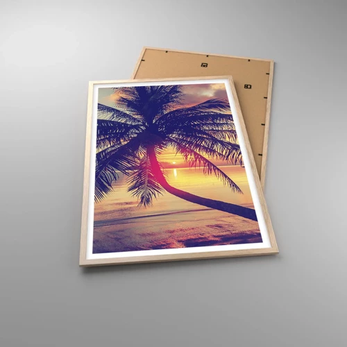 Poster in einem Rahmen aus heller Eiche - Abend unter Palmen - 61x91 cm