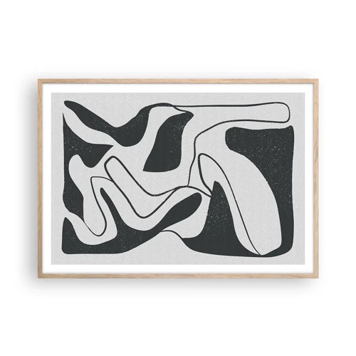 Poster in einem Rahmen aus heller Eiche - Abstraktes Spiel im Labyrinth - 100x70 cm