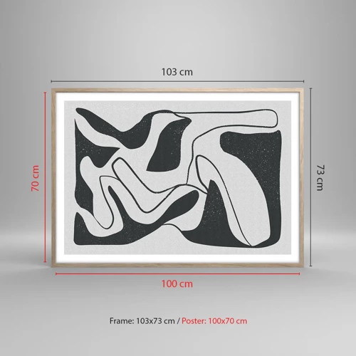 Poster in einem Rahmen aus heller Eiche - Abstraktes Spiel im Labyrinth - 100x70 cm