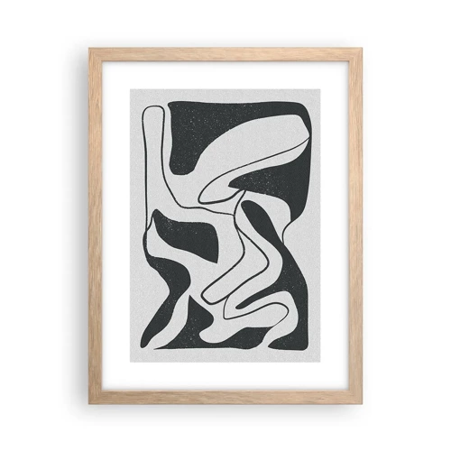 Poster in einem Rahmen aus heller Eiche - Abstraktes Spiel im Labyrinth - 30x40 cm