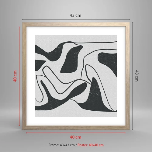 Poster in einem Rahmen aus heller Eiche - Abstraktes Spiel im Labyrinth - 40x40 cm