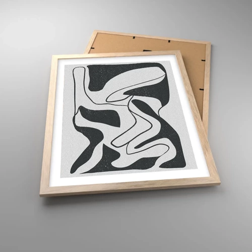 Poster in einem Rahmen aus heller Eiche - Abstraktes Spiel im Labyrinth - 40x50 cm