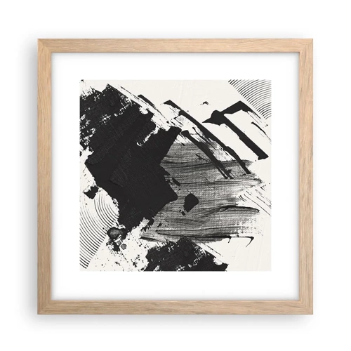Poster in einem Rahmen aus heller Eiche - Abstraktion – Ausdruck von Schwarz - 30x30 cm