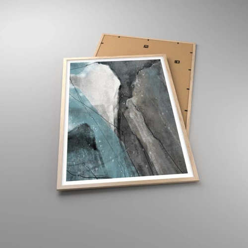 Poster in einem Rahmen aus heller Eiche - Abstraktion: Felsen und Eis - 61x91 cm