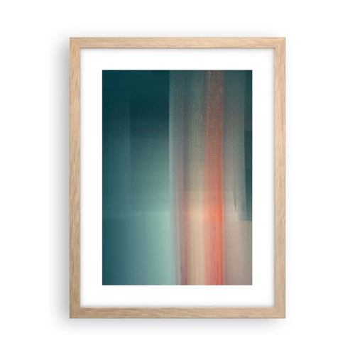 Poster in einem Rahmen aus heller Eiche - Abstraktion: Lichtwellen - 30x40 cm