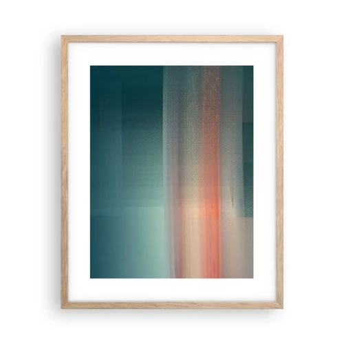 Poster in einem Rahmen aus heller Eiche - Abstraktion: Lichtwellen - 40x50 cm
