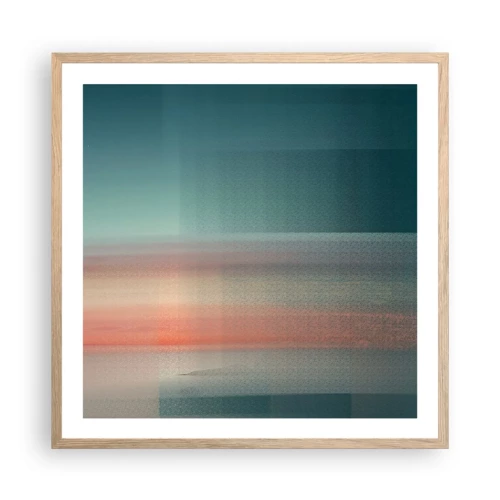 Poster in einem Rahmen aus heller Eiche - Abstraktion: Lichtwellen - 60x60 cm