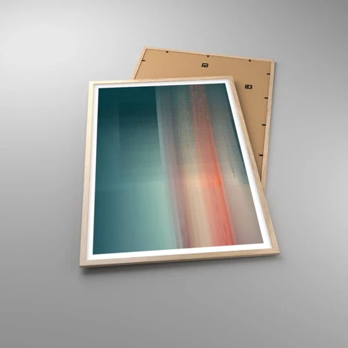 Poster in einem Rahmen aus heller Eiche - Abstraktion: Lichtwellen - 61x91 cm