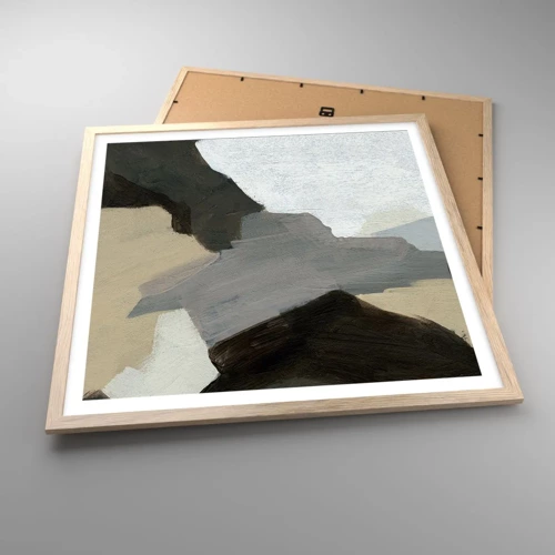 Poster in einem Rahmen aus heller Eiche - Abstraktion: Scheideweg des Graus - 60x60 cm