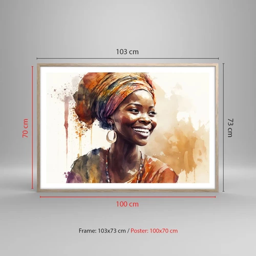 Poster in einem Rahmen aus heller Eiche - Afrikanische Königin - 100x70 cm