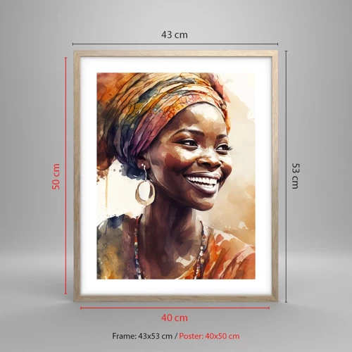 Poster in einem Rahmen aus heller Eiche - Afrikanische Königin - 40x50 cm