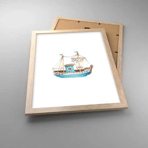Poster in einem Rahmen aus heller Eiche - Ahoi, Abenteuer! - 30x40 cm
