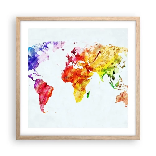 Poster in einem Rahmen aus heller Eiche - Alle Farben der Welt - 50x50 cm