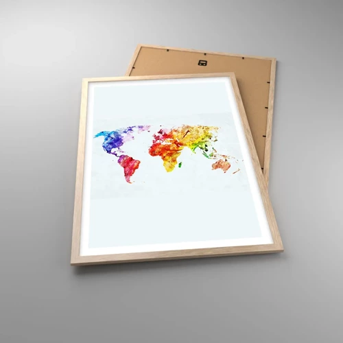 Poster in einem Rahmen aus heller Eiche - Alle Farben der Welt - 50x70 cm