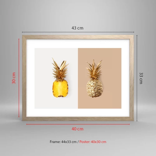 Poster in einem Rahmen aus heller Eiche - Ananas für uns - 40x30 cm