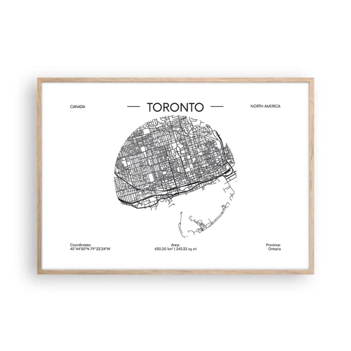 Poster in einem Rahmen aus heller Eiche - Anatomie von Toronto - 100x70 cm