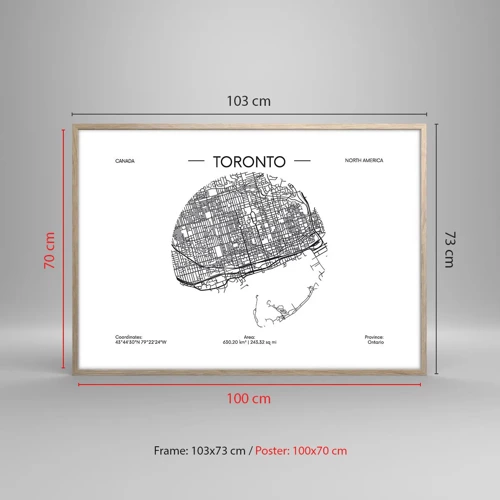 Poster in einem Rahmen aus heller Eiche - Anatomie von Toronto - 100x70 cm