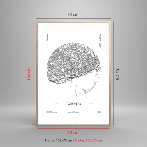 Poster in einem Rahmen aus heller Eiche - Anatomie von Toronto - 70x100 cm