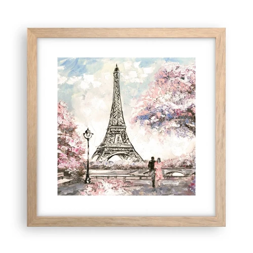 Poster in einem Rahmen aus heller Eiche - Aprilspaziergang durch Paris - 30x30 cm