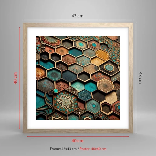 Poster in einem Rahmen aus heller Eiche - Arabische Ornamente – Variation - 40x40 cm