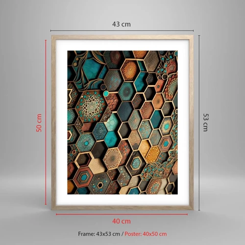 Poster in einem Rahmen aus heller Eiche - Arabische Ornamente – Variation - 40x50 cm