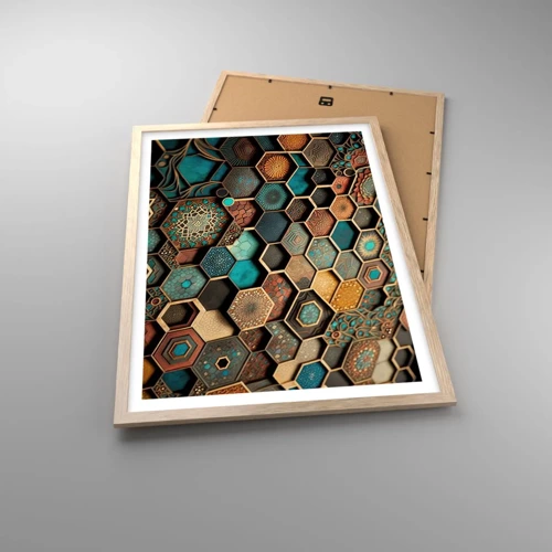 Poster in einem Rahmen aus heller Eiche - Arabische Ornamente – Variation - 50x70 cm