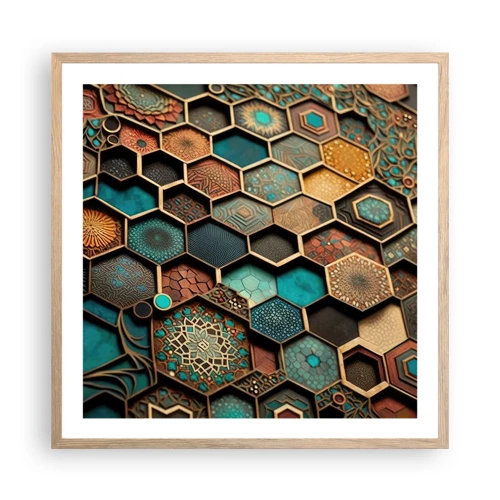 Poster in einem Rahmen aus heller Eiche - Arabische Ornamente – Variation - 60x60 cm