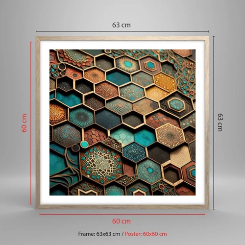 Poster in einem Rahmen aus heller Eiche - Arabische Ornamente – Variation - 60x60 cm
