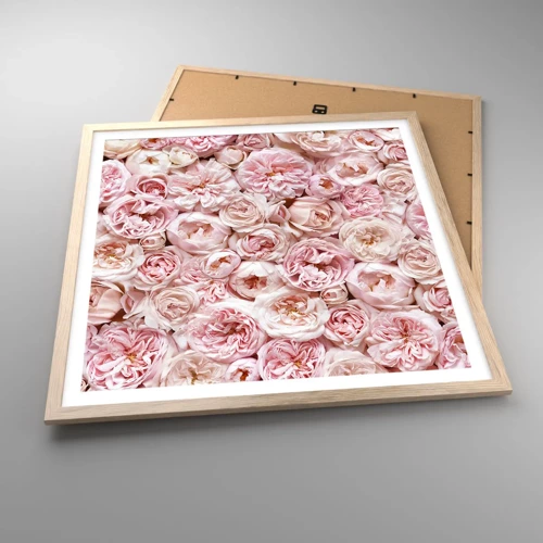 Poster in einem Rahmen aus heller Eiche - Auf Rosen gebettet - 60x60 cm